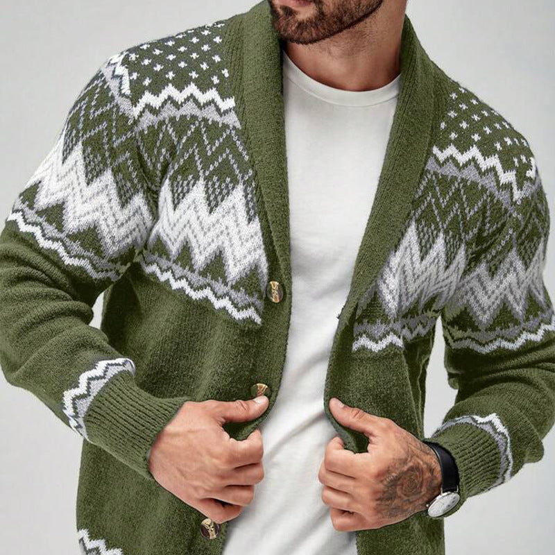 GEOMETRIC PATTERN CARDIGAN FOR MEN