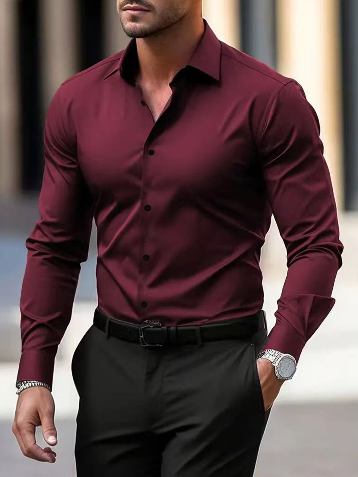 MICRO ELASTIC BUTTON SHIRT FOR MEN