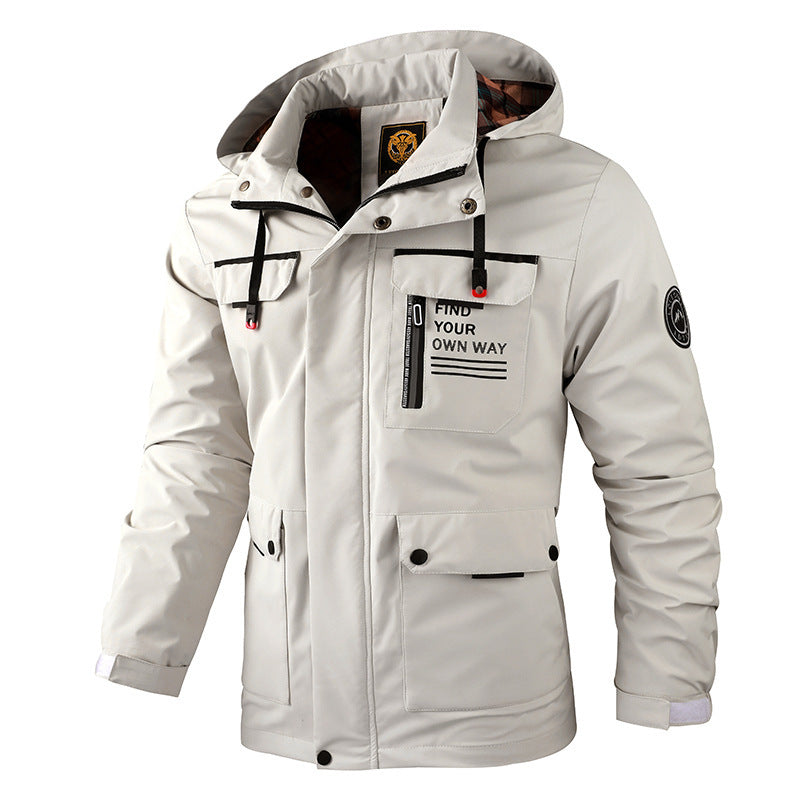 ALPHABET PRINT HOODED PILOT JACKET FOR MEN
