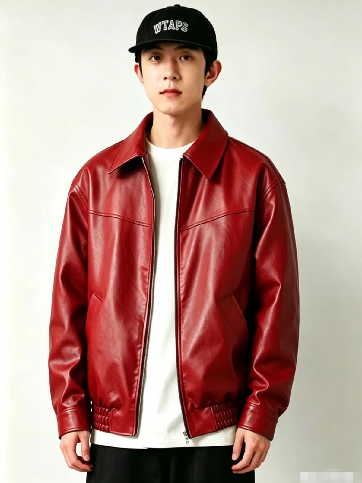 LEATHER EFFECT ZIP JACKET FOR MEN