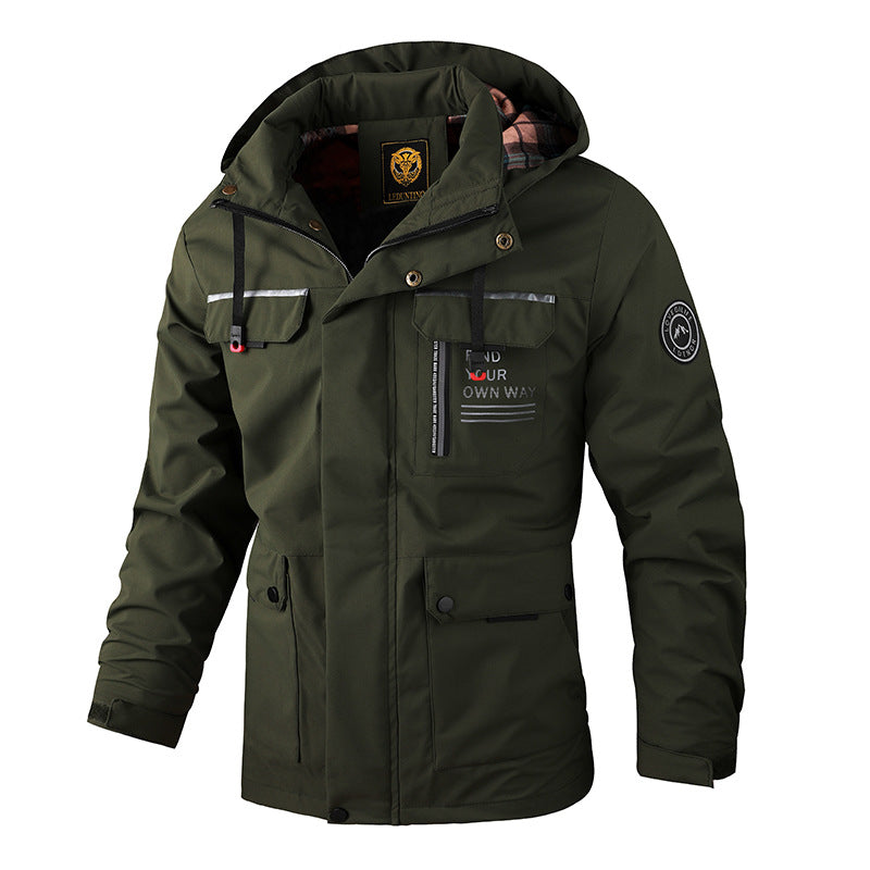 ALPHABET PRINT HOODED PILOT JACKET FOR MEN