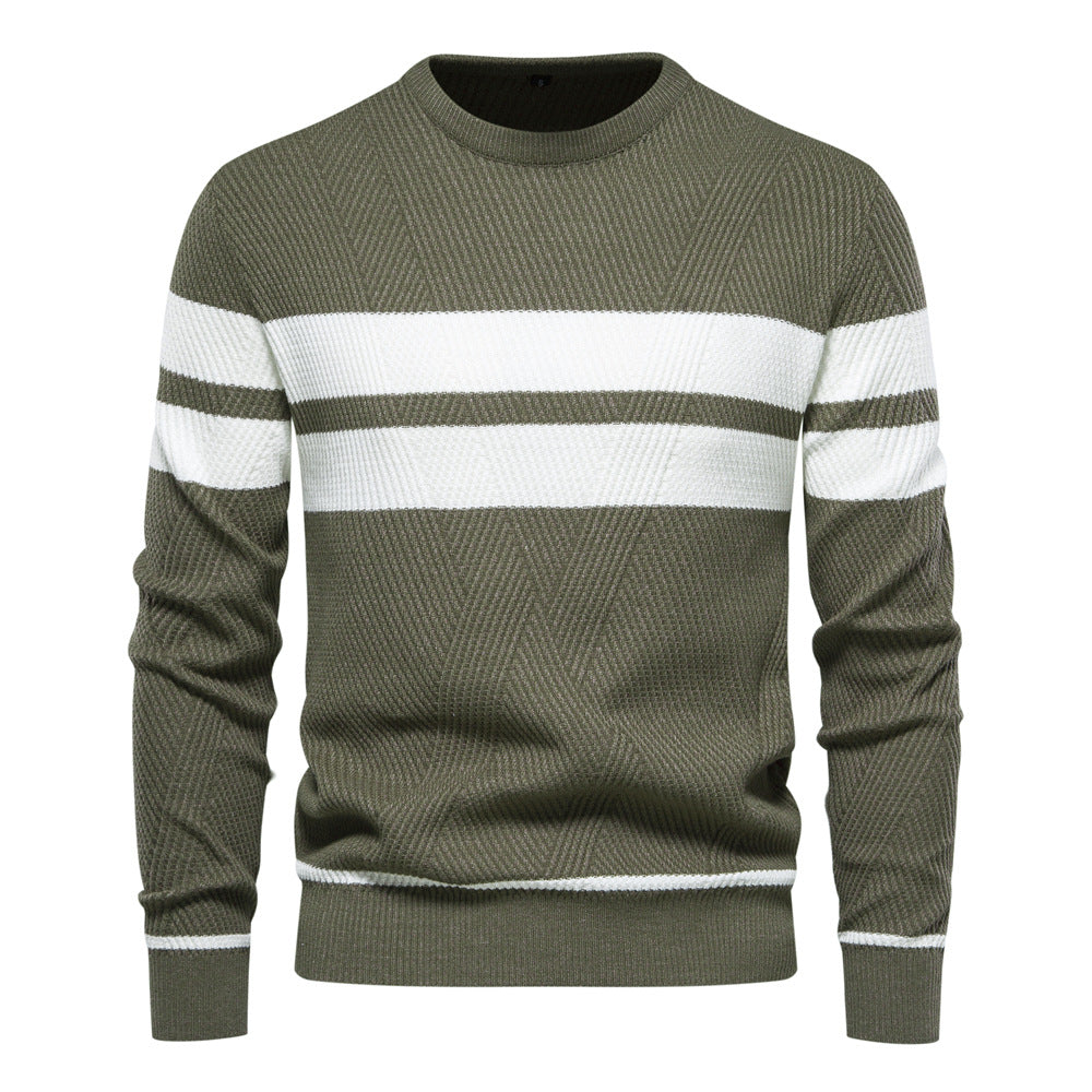STRIPED KNIT CREWNECK SWEATER FOR MEN