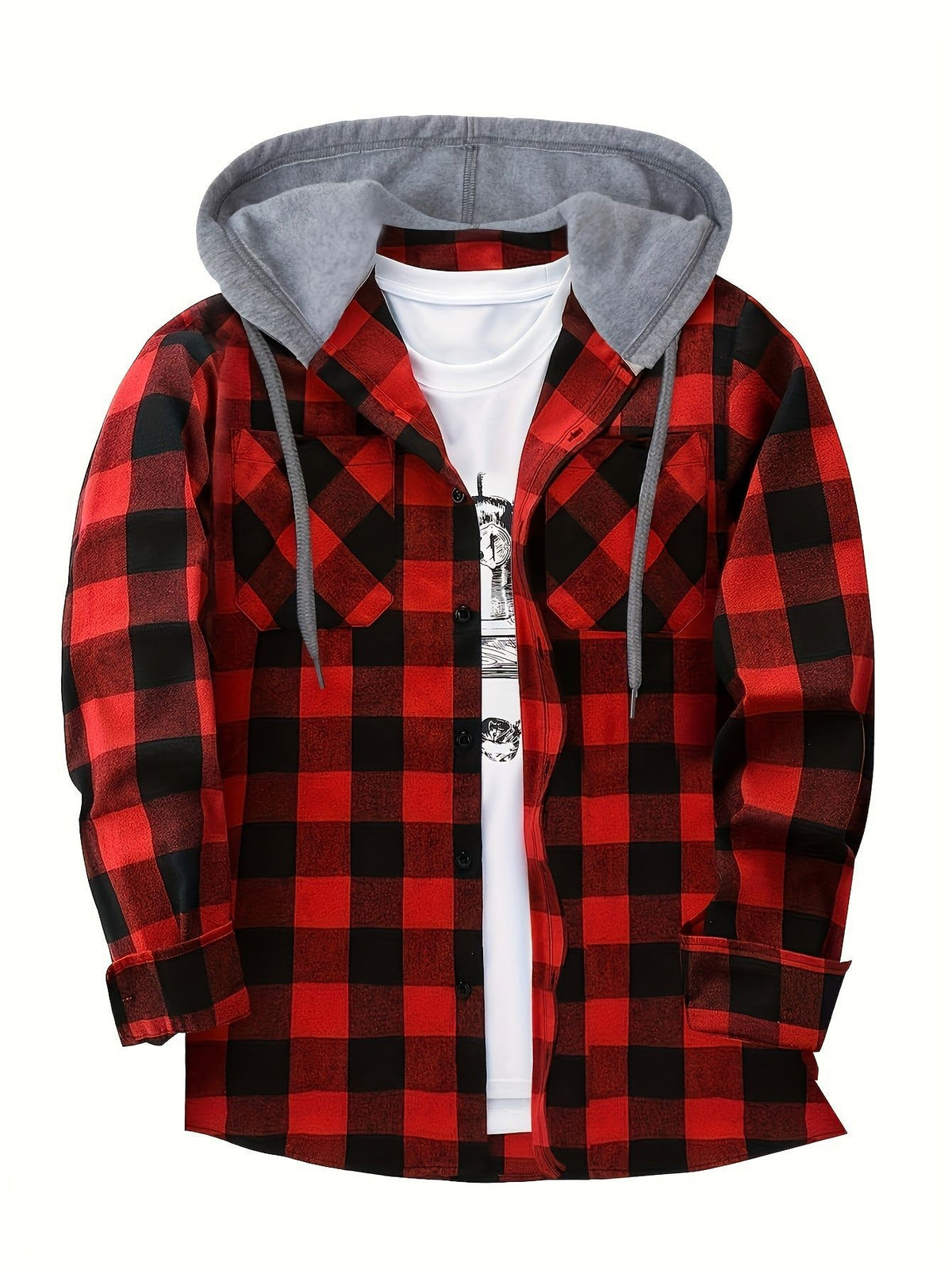 PLAID HOODED SWEATSHIRT FOR MEN