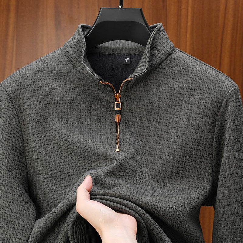 COPPER ZIP SILK PULLOVER FOR MEN