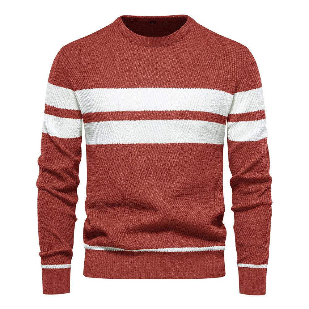 STRIPED KNIT CREWNECK SWEATER FOR MEN