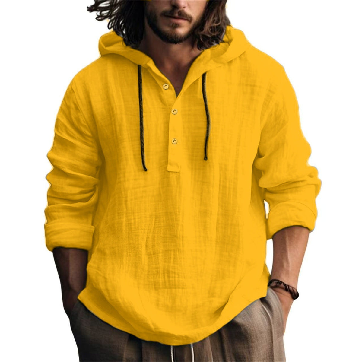 RELAXED HOODED SHIRT FOR MEN