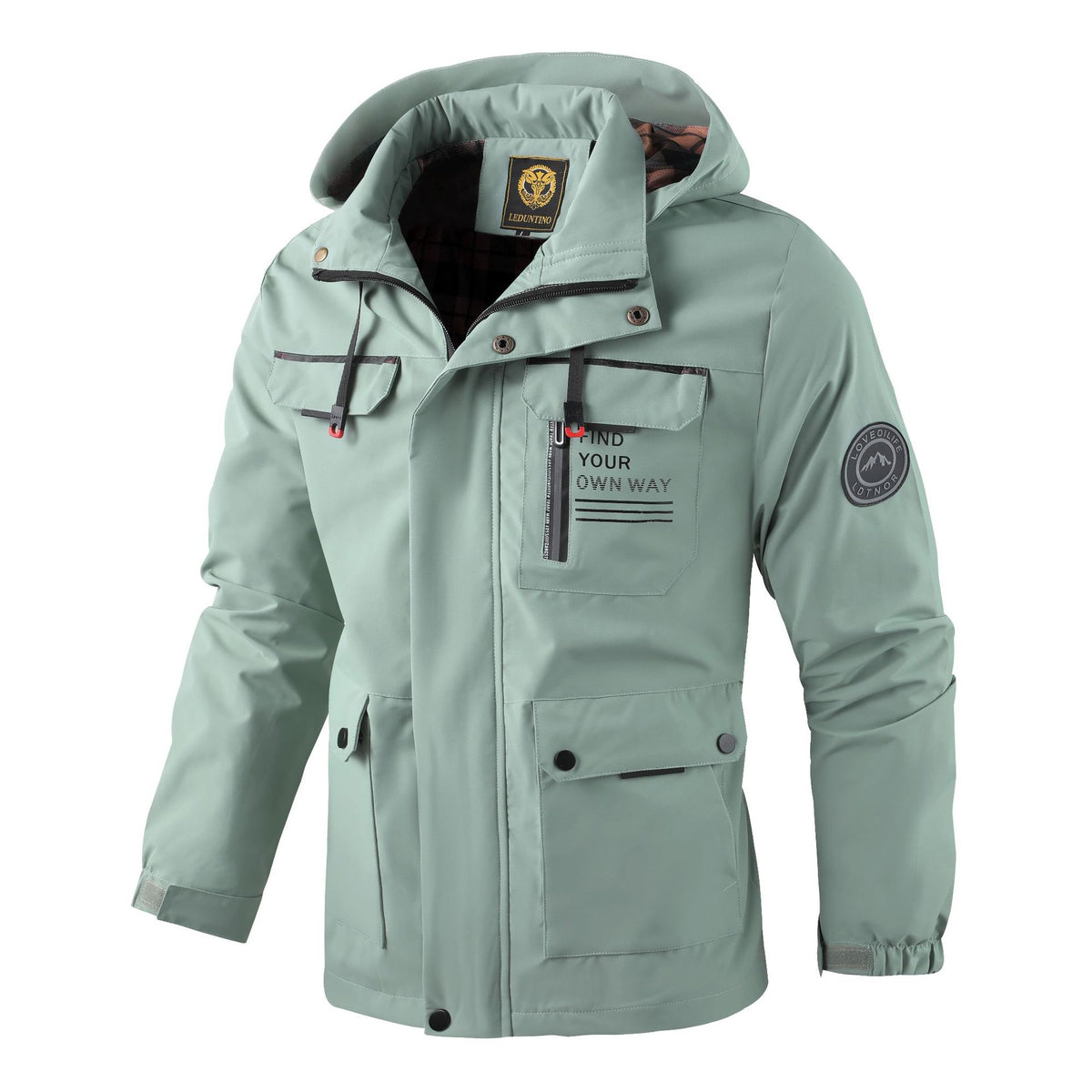 ALPHABET PRINT HOODED PILOT JACKET FOR MEN