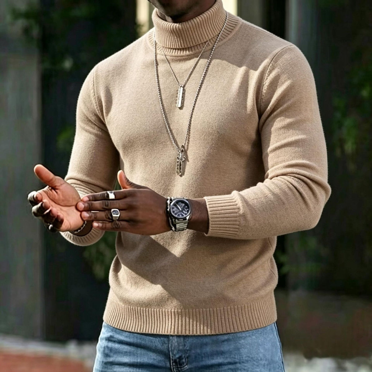 HIGH NECK KNIT SWEATER FOR MEN