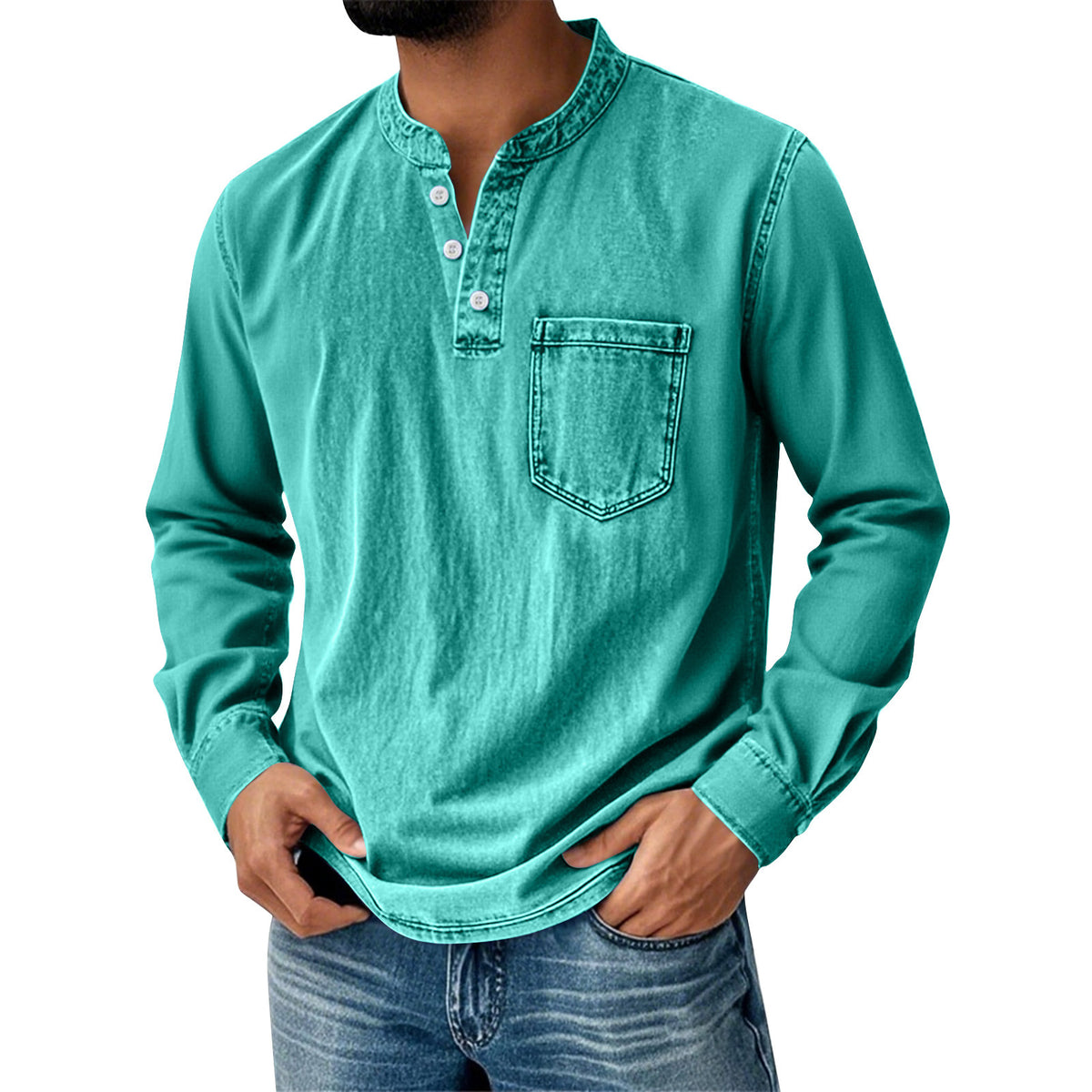 GARMENT WASHED SHIRT FOR MEN