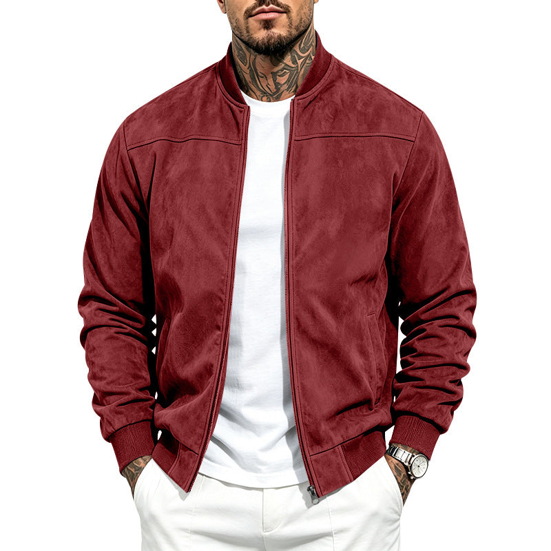 RIBBED SUEDE BOMBER JACKET FOR MEN