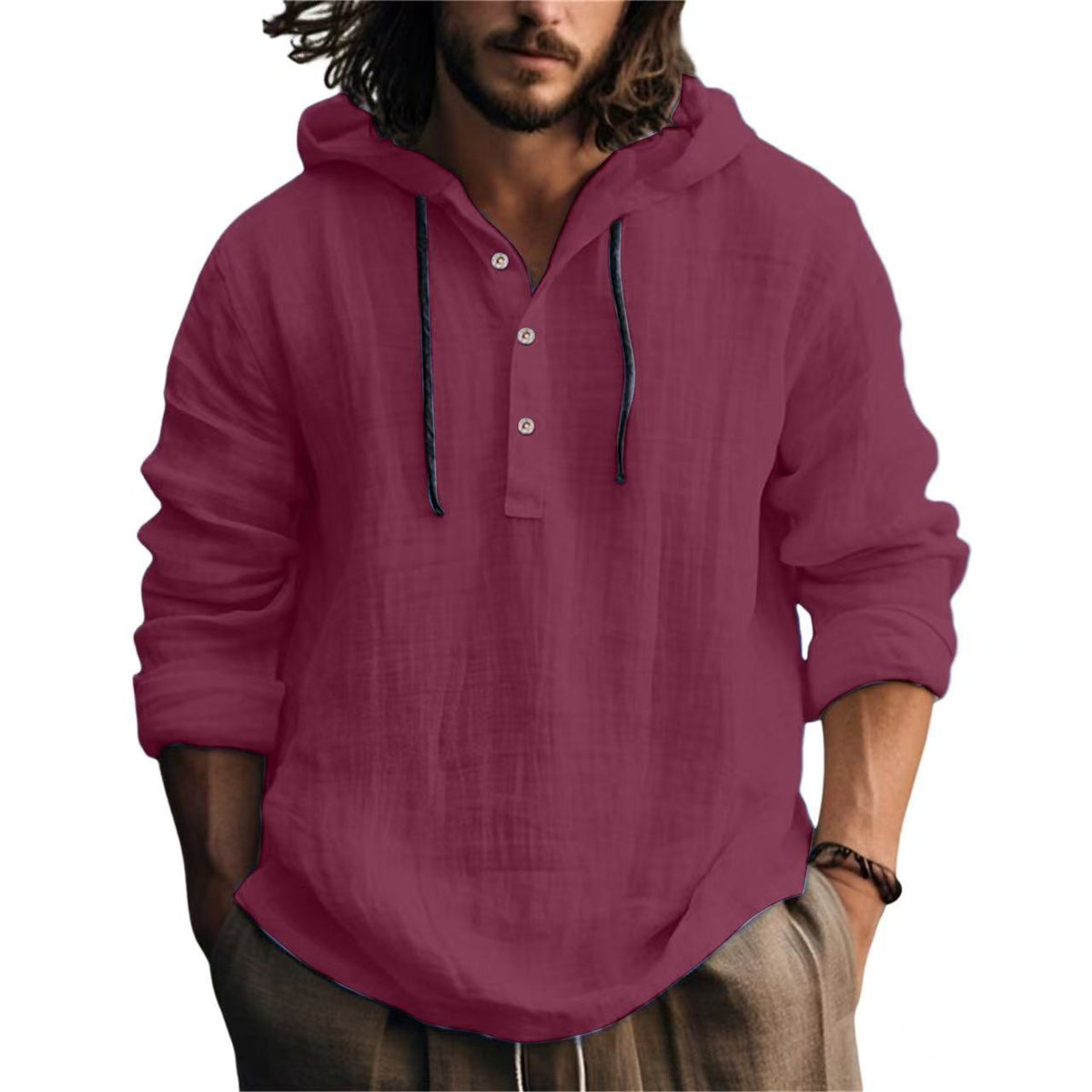 RELAXED HOODED SHIRT FOR MEN