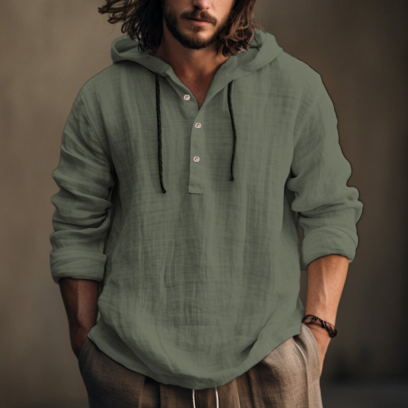 RELAXED HOODED SHIRT FOR MEN