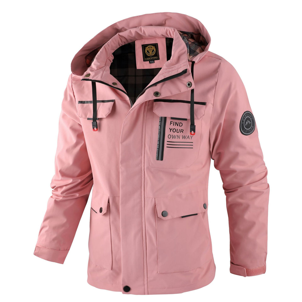 ALPHABET PRINT HOODED PILOT JACKET FOR MEN
