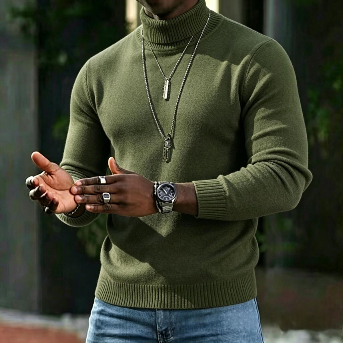 HIGH NECK KNIT SWEATER FOR MEN