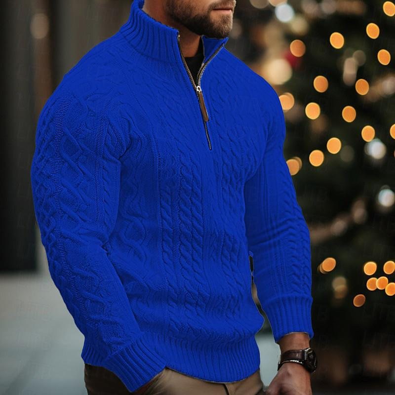 CABLE KNIT QUARTER ZIP SWEATER FOR MEN