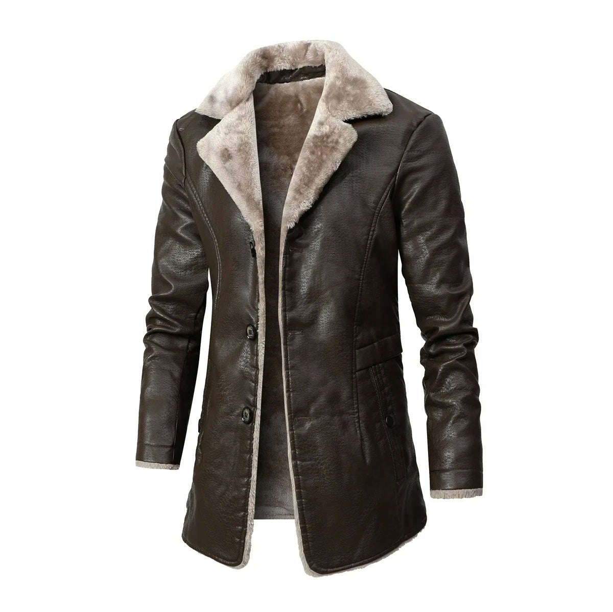 FAUX FUR LINED LONG COAT FOR MEN