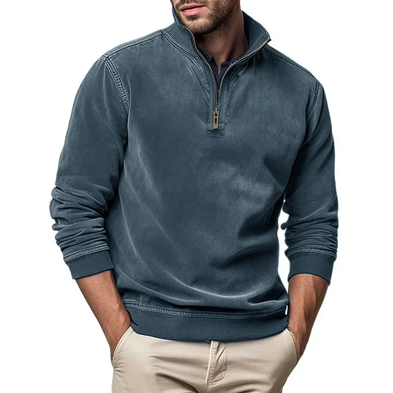 STAND COLLAR ZIP SWEATER FOR MEN