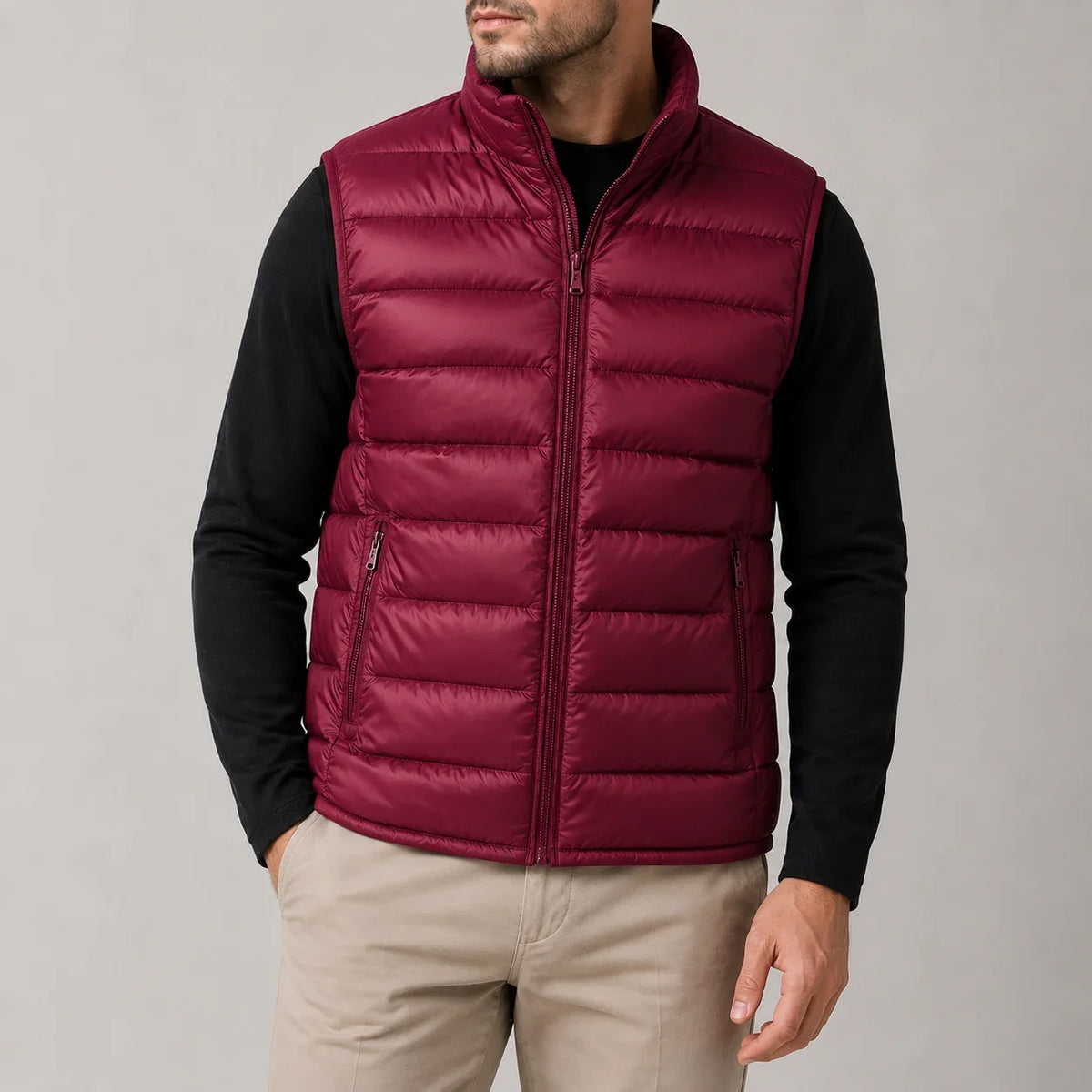 QUILTED SLEEVELESS DOWN JACKET FOR MEN