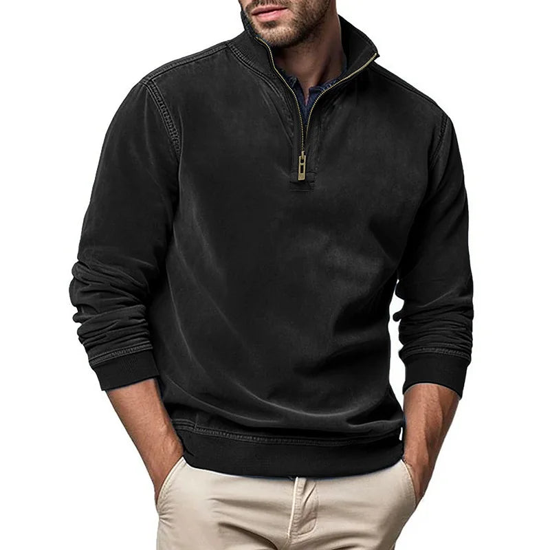 STAND COLLAR ZIP SWEATER FOR MEN