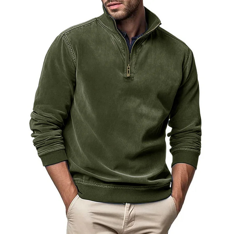 STAND COLLAR ZIP SWEATER FOR MEN