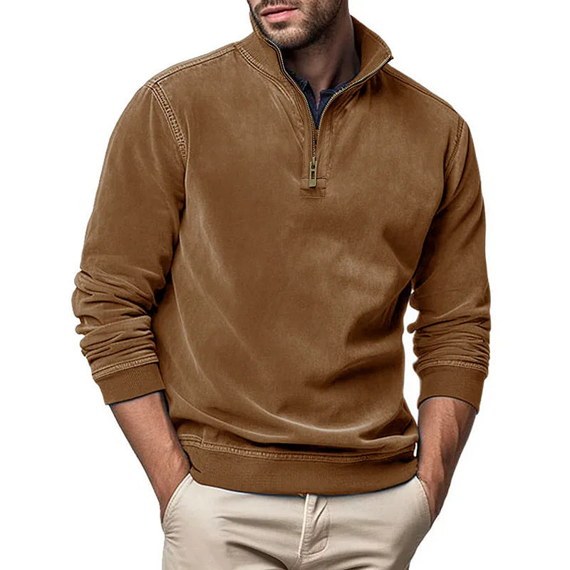 STAND COLLAR ZIP SWEATER FOR MEN