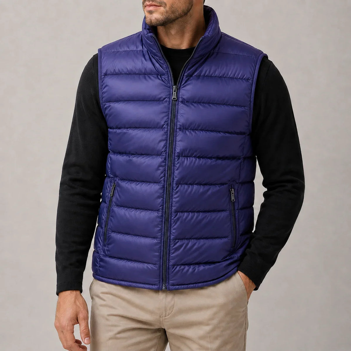 QUILTED SLEEVELESS DOWN JACKET FOR MEN