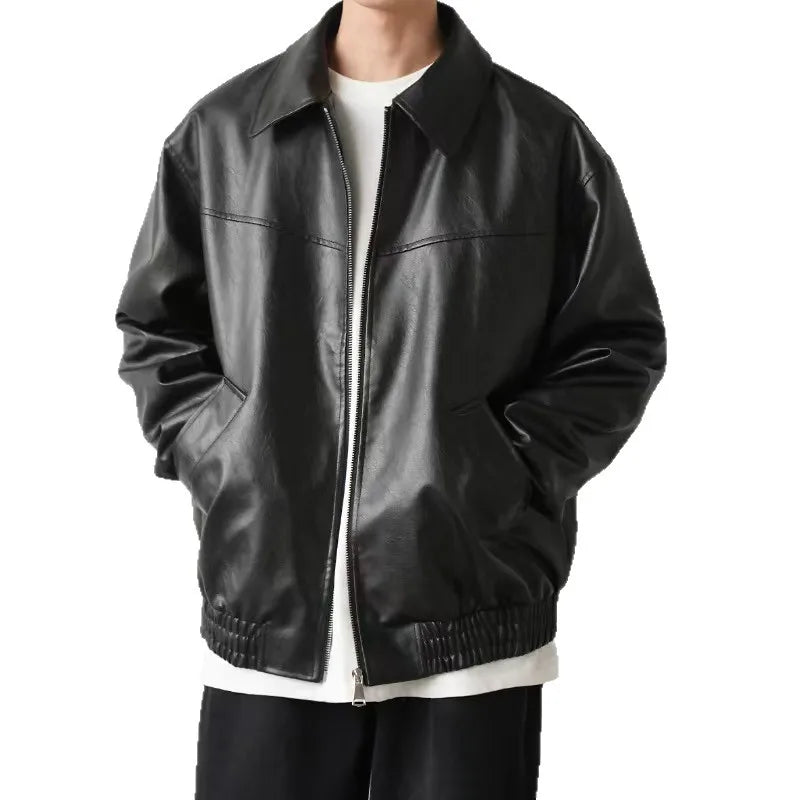 LEATHER EFFECT ZIP JACKET FOR MEN
