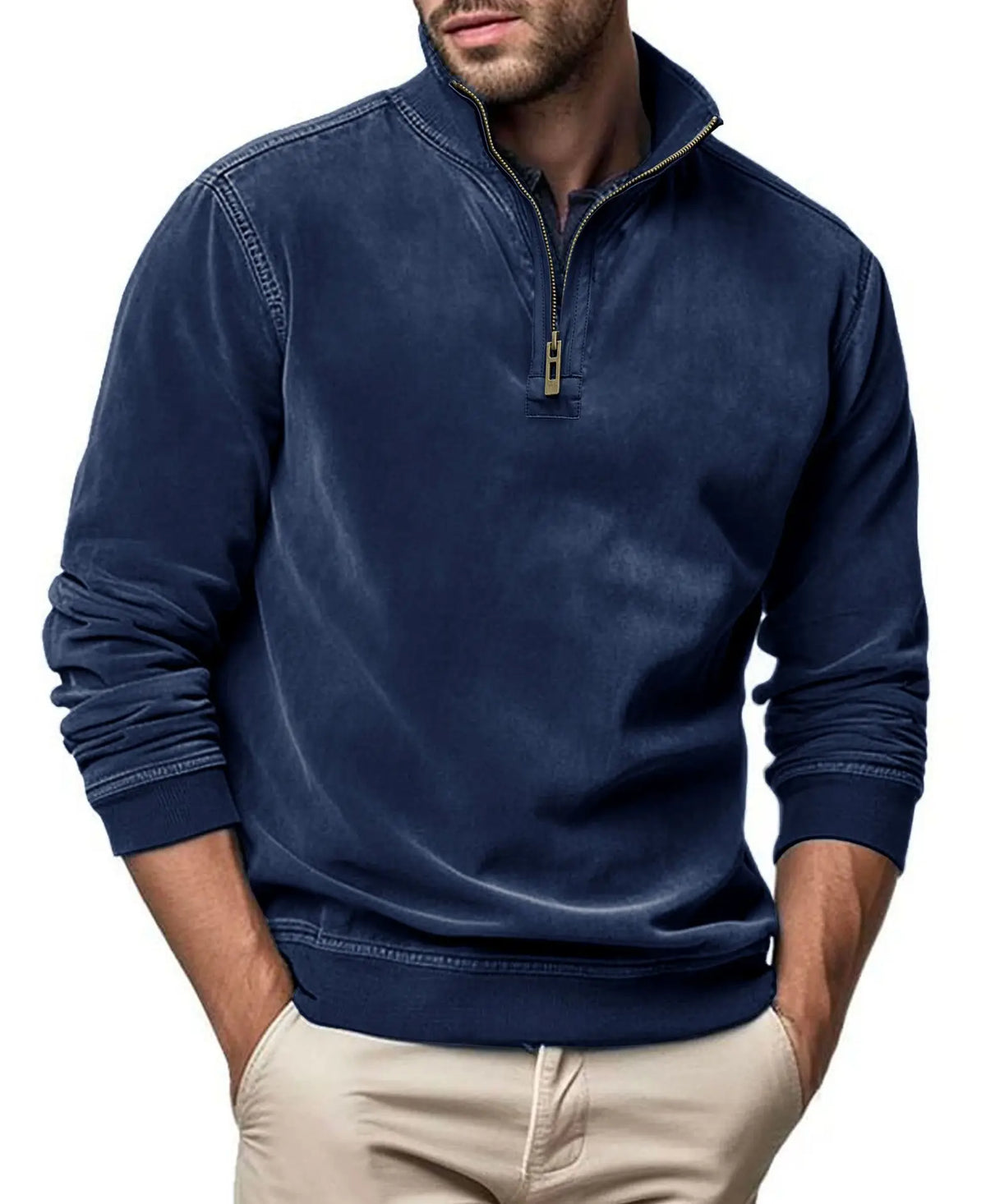STAND COLLAR ZIP SWEATER FOR MEN