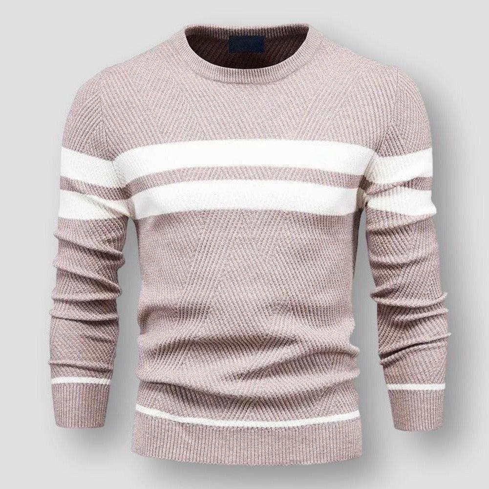 STRIPED KNIT CREWNECK SWEATER FOR MEN