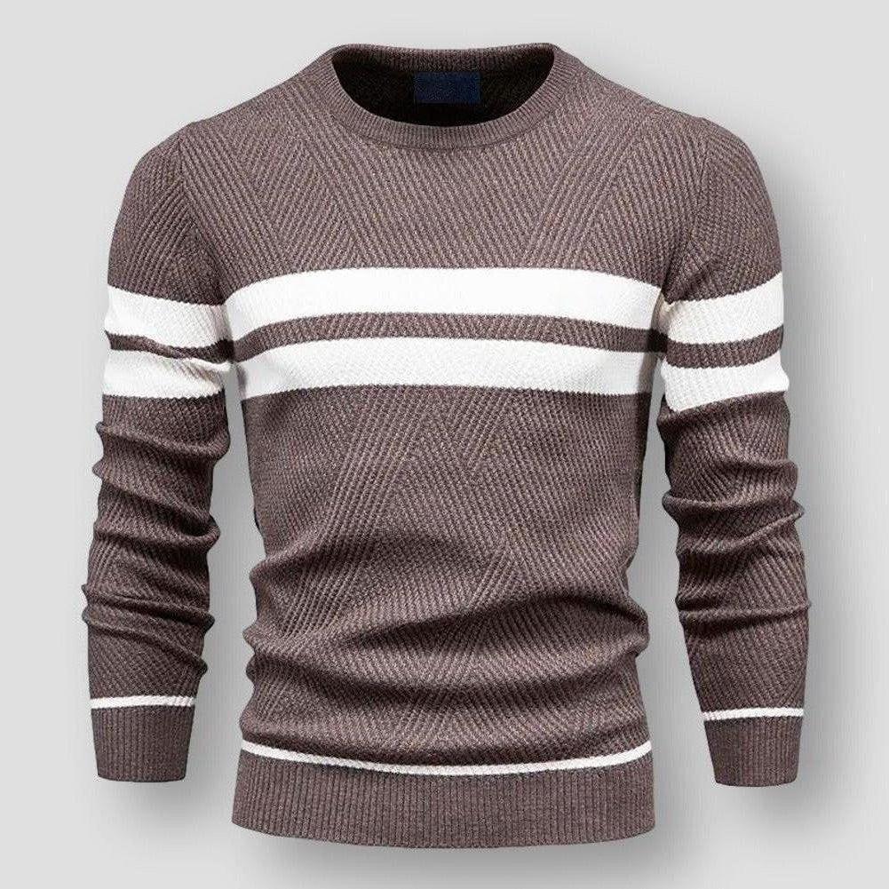 STRIPED KNIT CREWNECK SWEATER FOR MEN