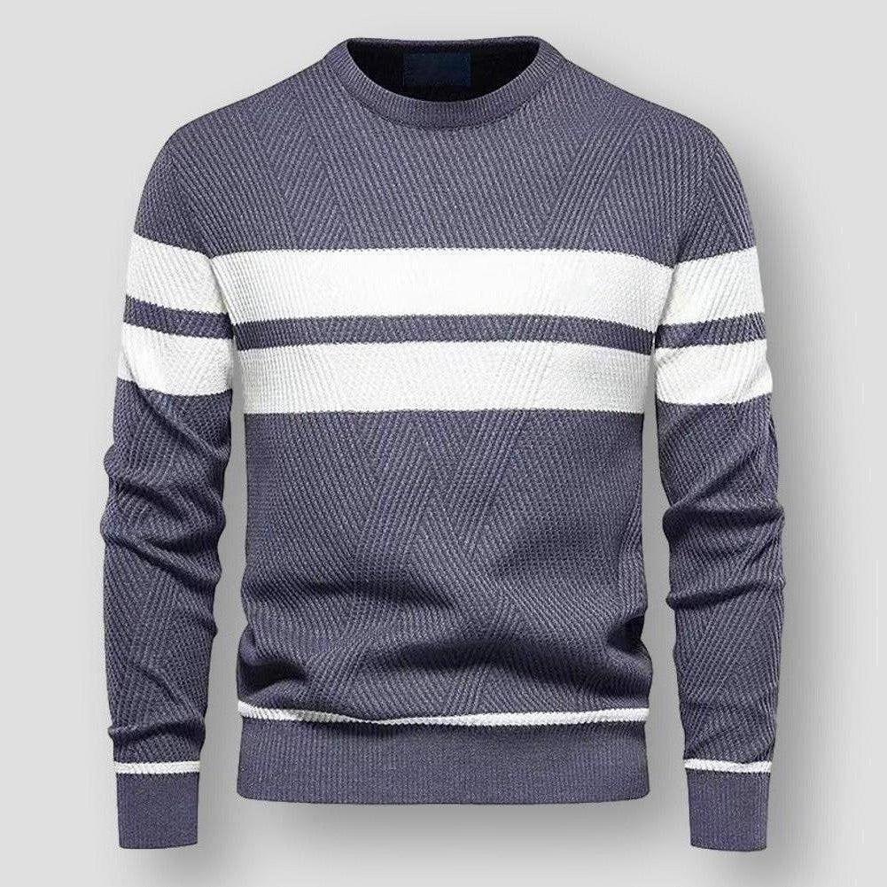 STRIPED KNIT CREWNECK SWEATER FOR MEN