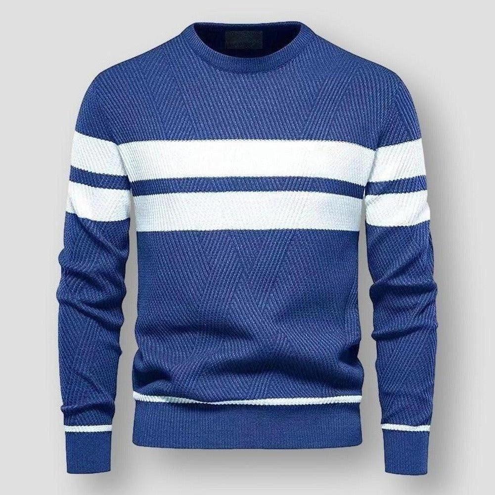 STRIPED KNIT CREWNECK SWEATER FOR MEN