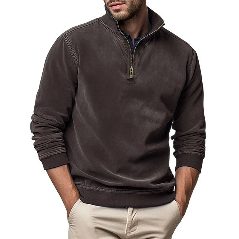 STAND COLLAR ZIP SWEATER FOR MEN