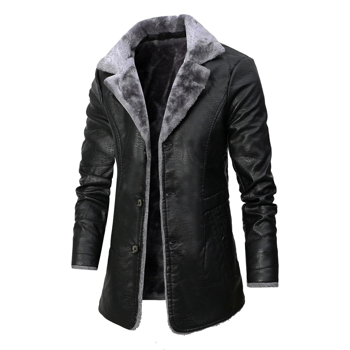 FAUX FUR LINED LONG COAT FOR MEN