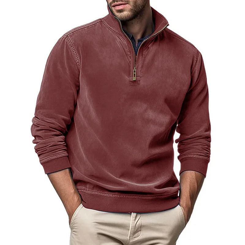STAND COLLAR ZIP SWEATER FOR MEN