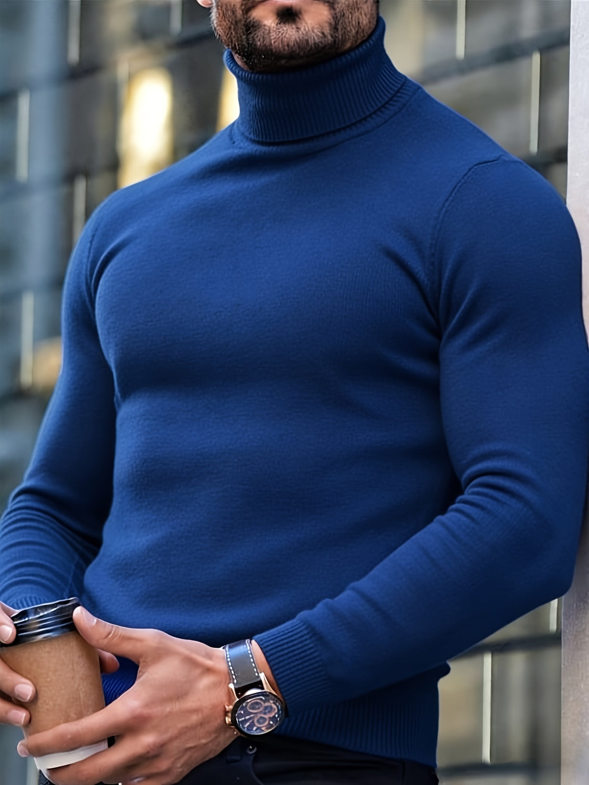 HIGH NECK KNIT SWEATER FOR MEN
