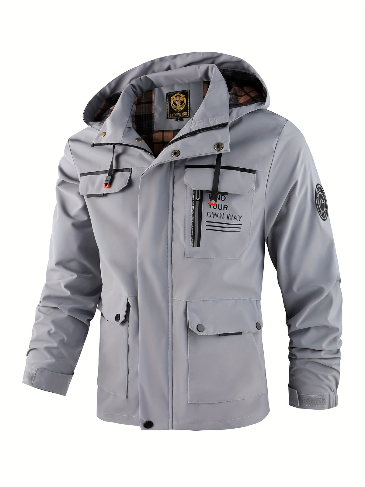 ALPHABET PRINT HOODED PILOT JACKET FOR MEN