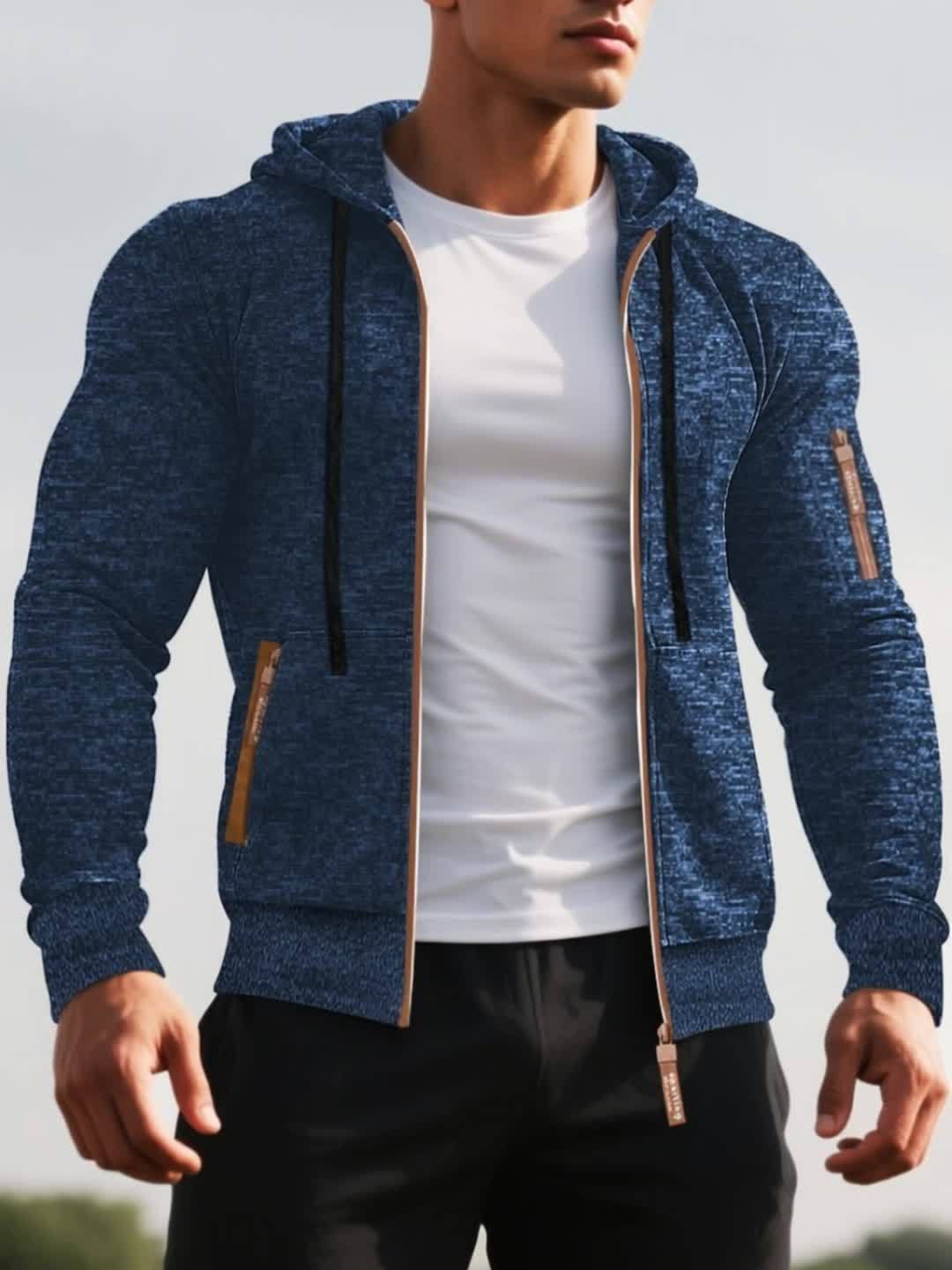 HOODED ZIP KNIT JACKET FOR MEN