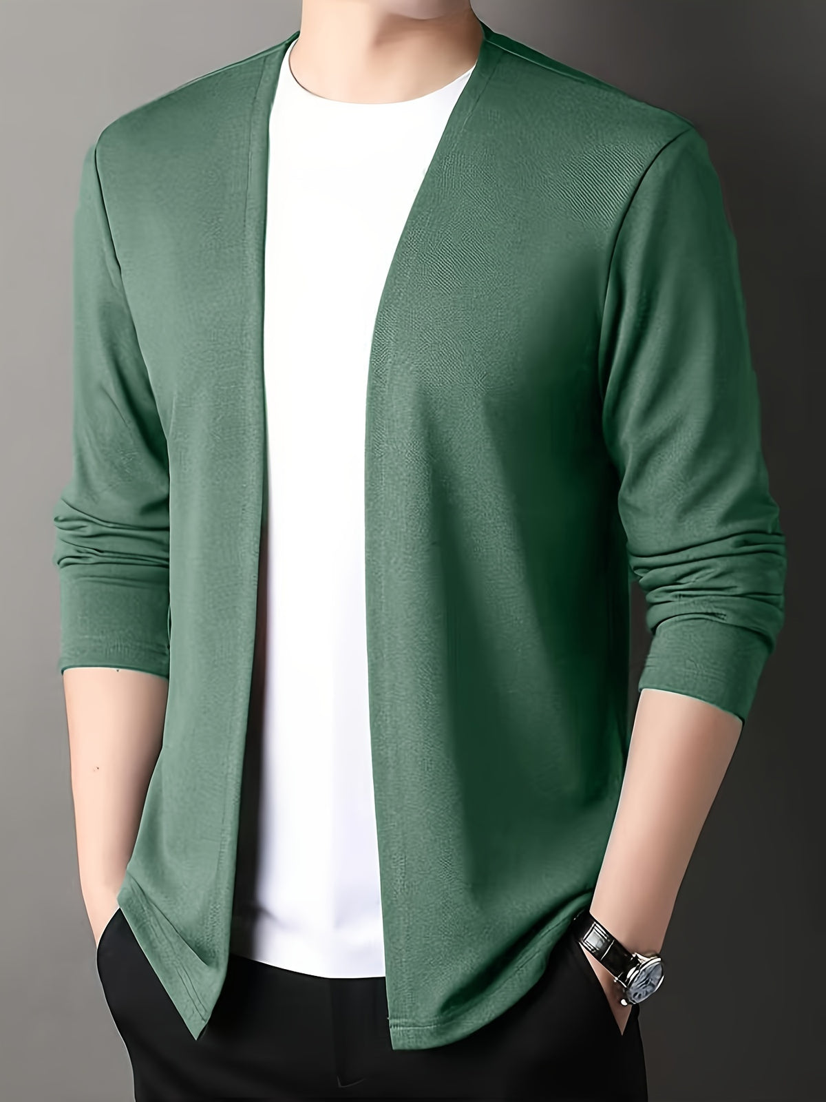 SLIM KNIT KEYHOLE CARDIGAN FOR MEN