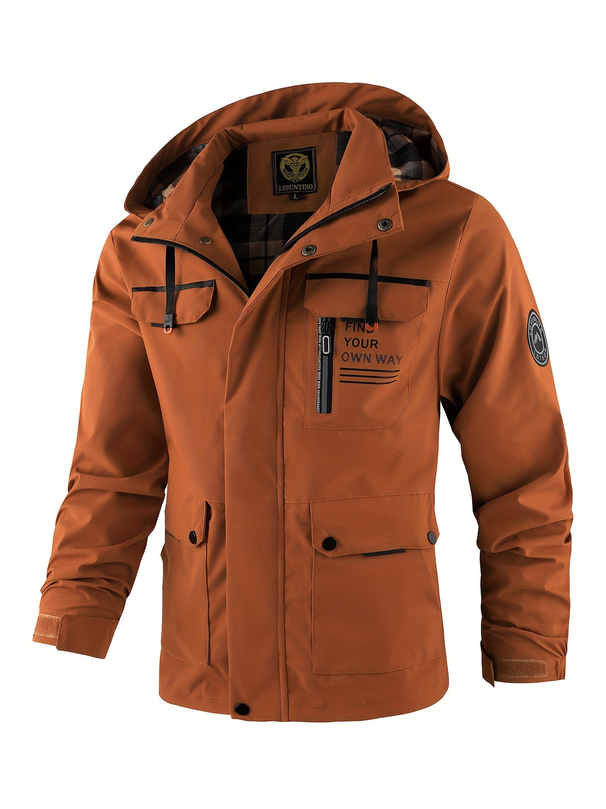 ALPHABET PRINT HOODED PILOT JACKET FOR MEN