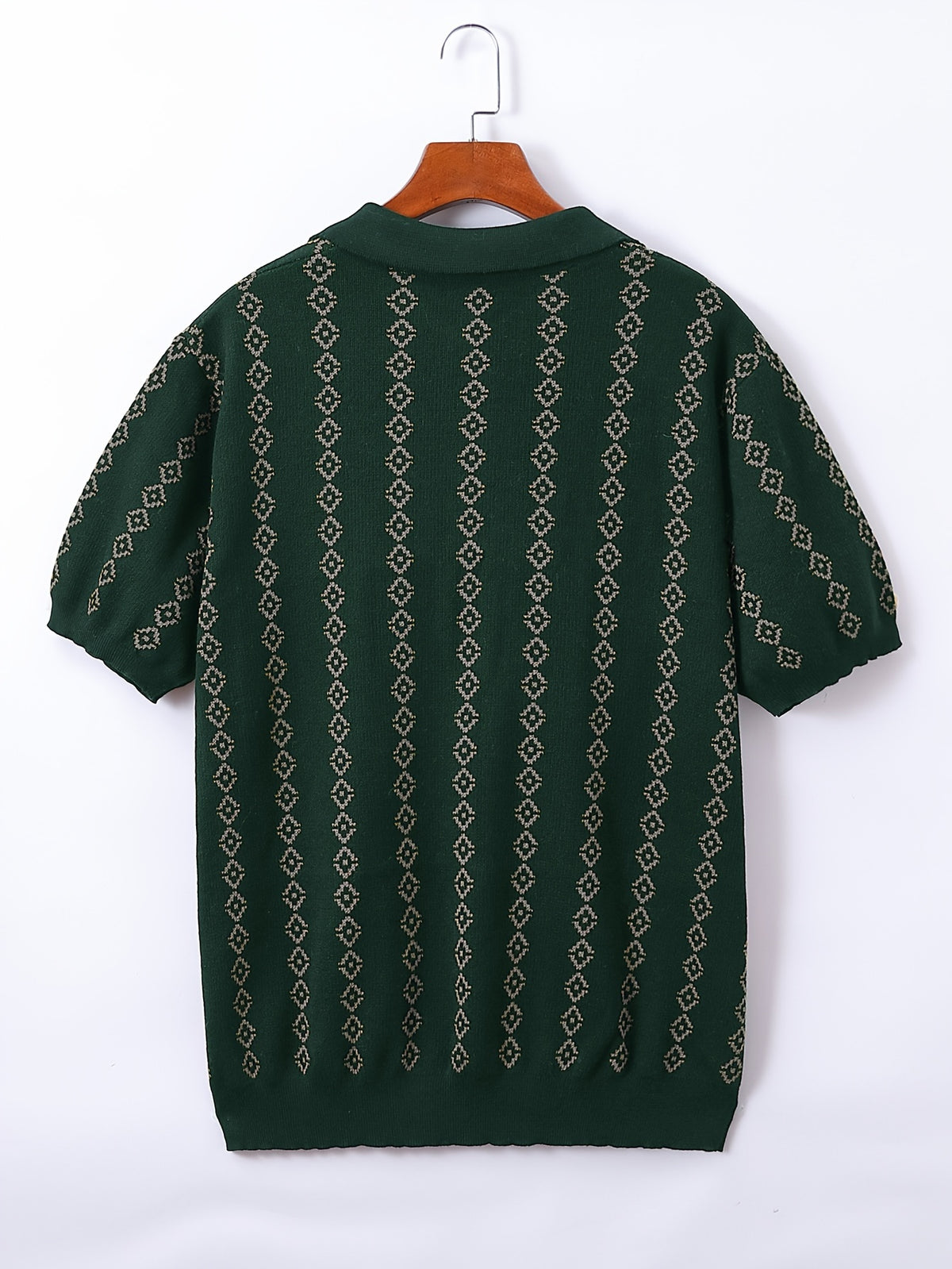 GEOMETRIC V-NECK POLO SHIRT FOR MEN