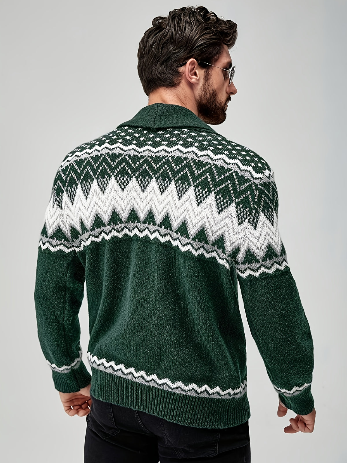 GEOMETRIC PATTERN CARDIGAN FOR MEN