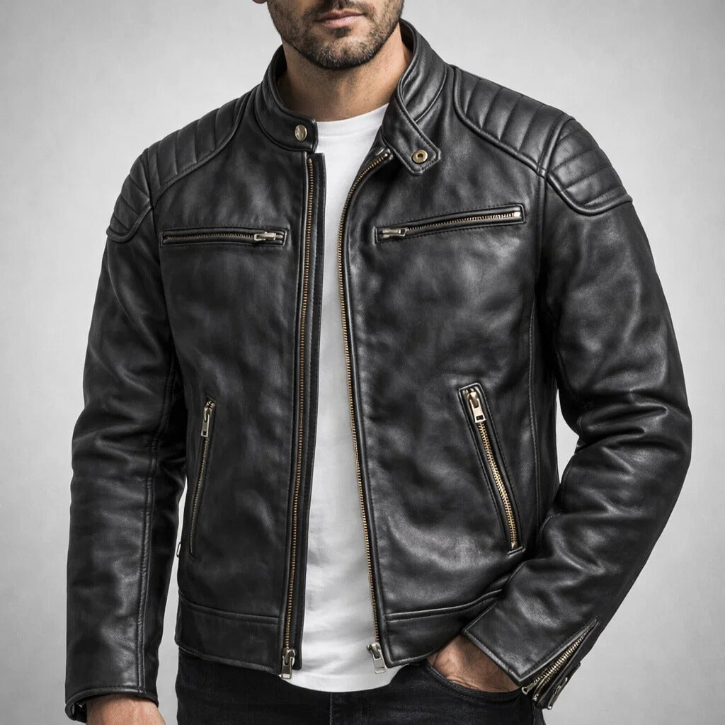 MOTO STYLE ZIP JACKET FOR MEN