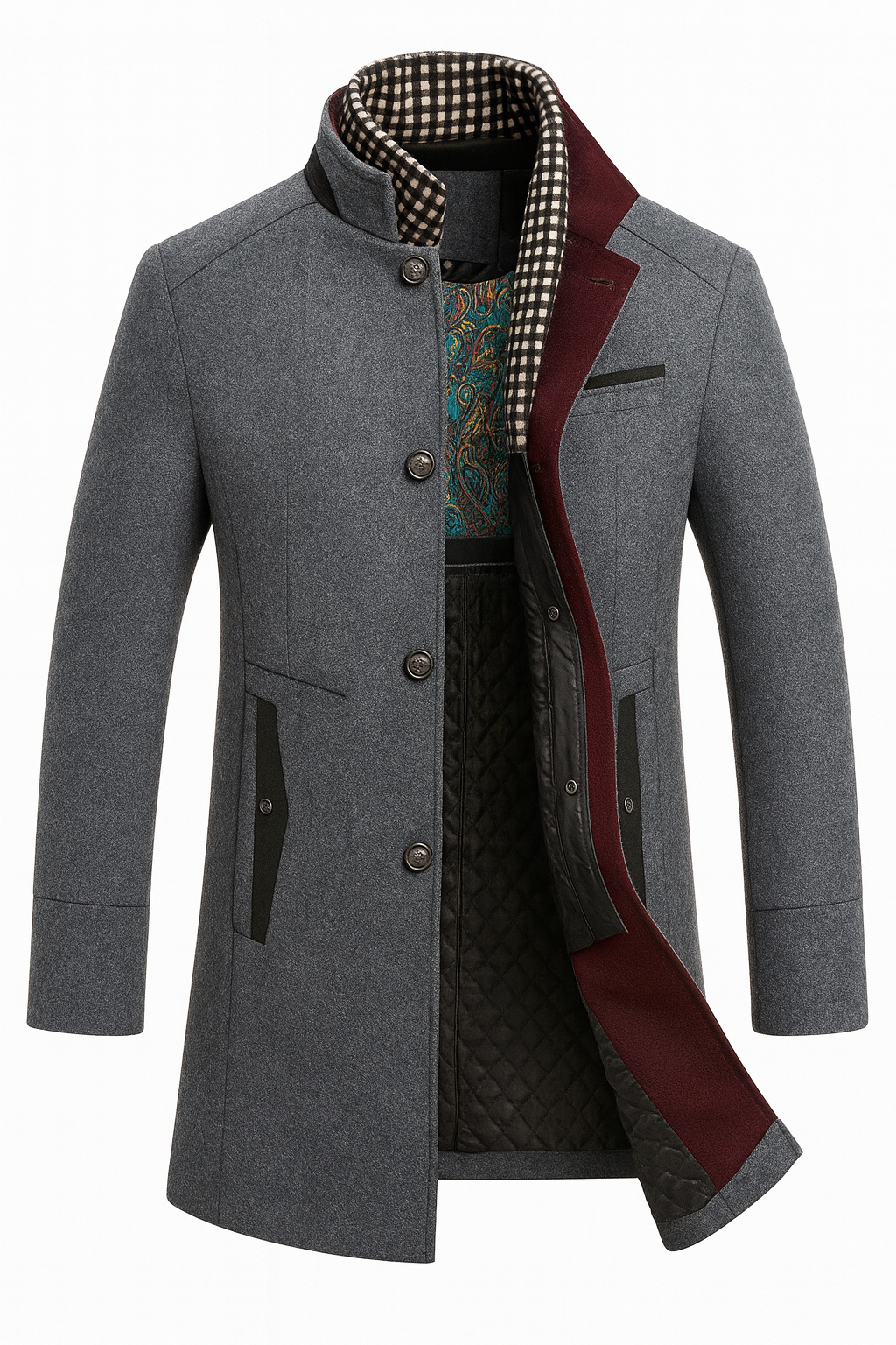 STAND COLLAR OVERCOAT FOR MEN