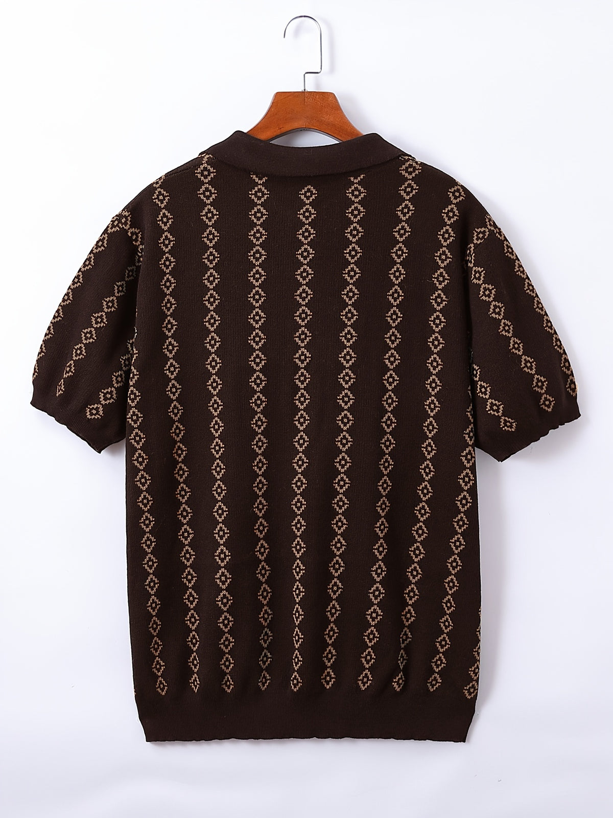 GEOMETRIC V-NECK POLO SHIRT FOR MEN