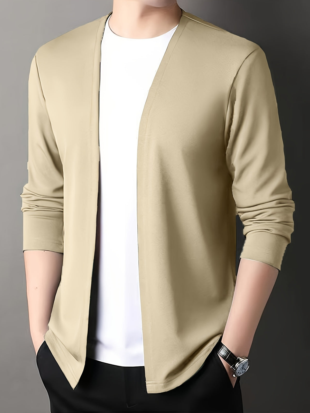 SLIM KNIT KEYHOLE CARDIGAN FOR MEN