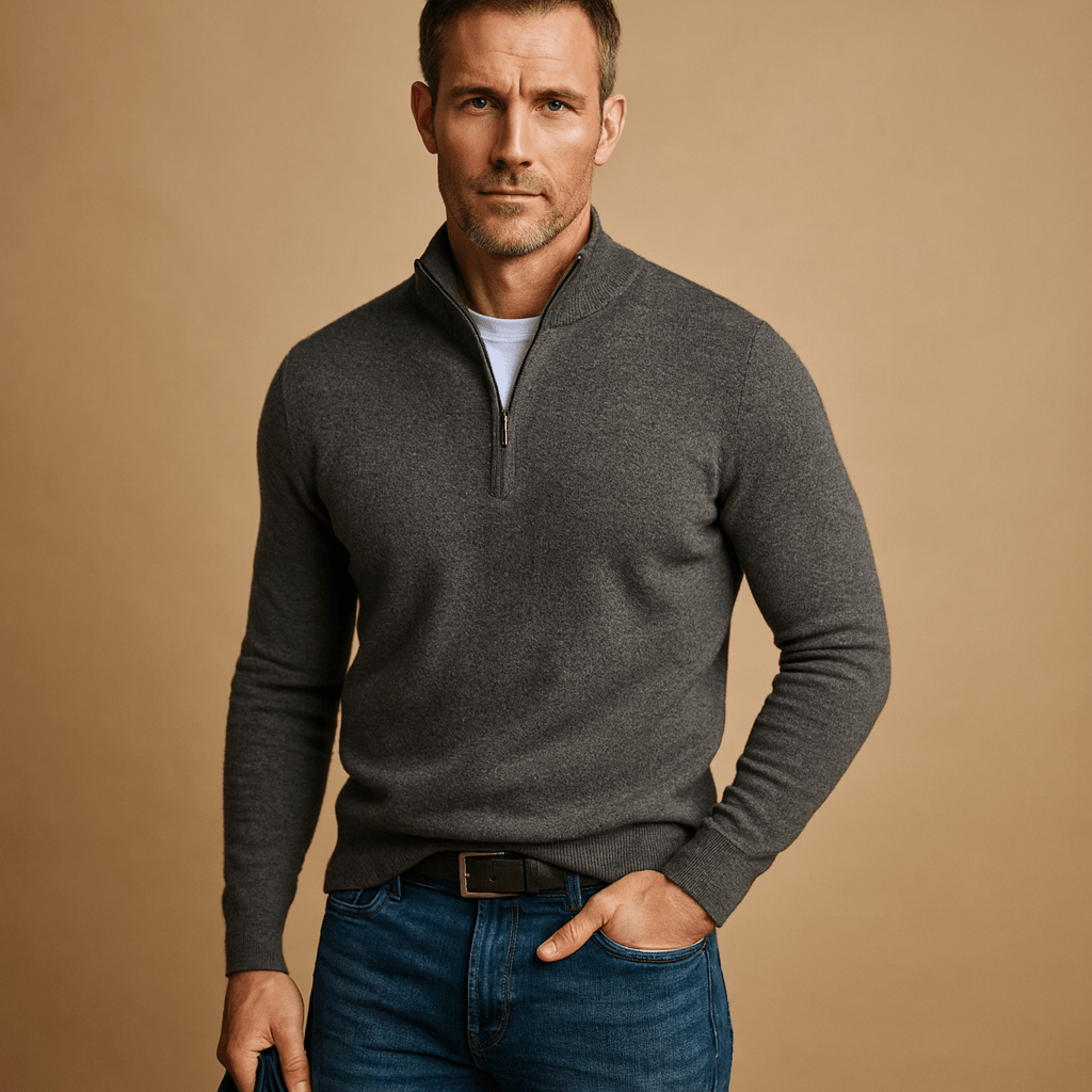 HALF ZIP KNIT SWEATER FOR MEN