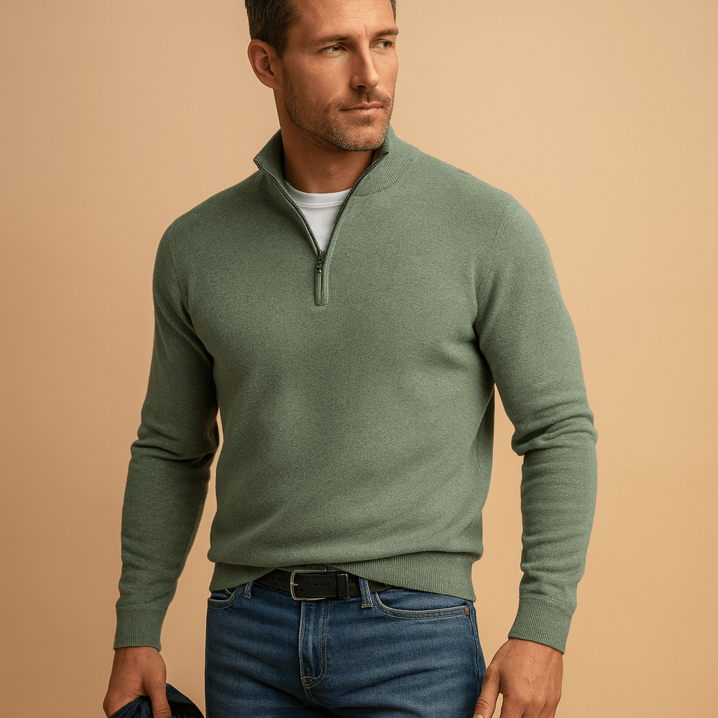 HALF ZIP KNIT SWEATER FOR MEN