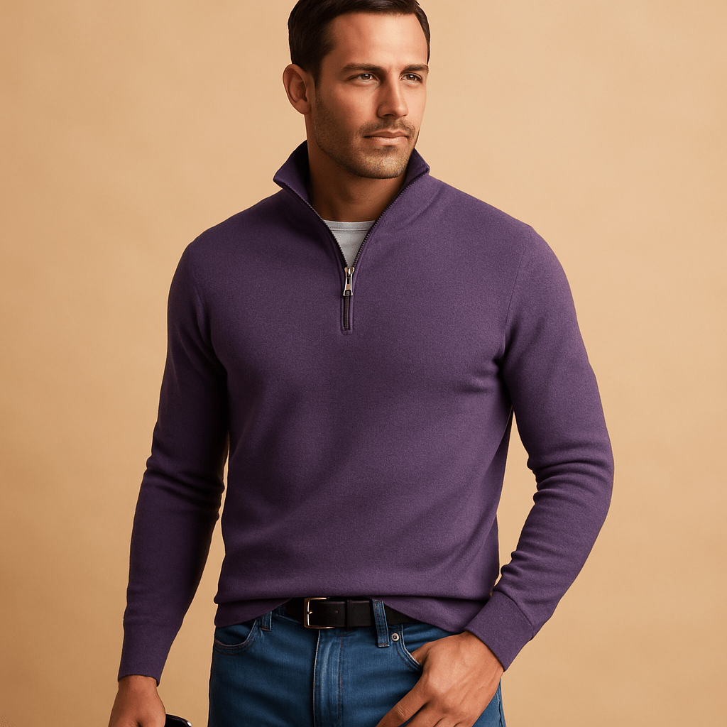 HALF ZIP KNIT SWEATER FOR MEN
