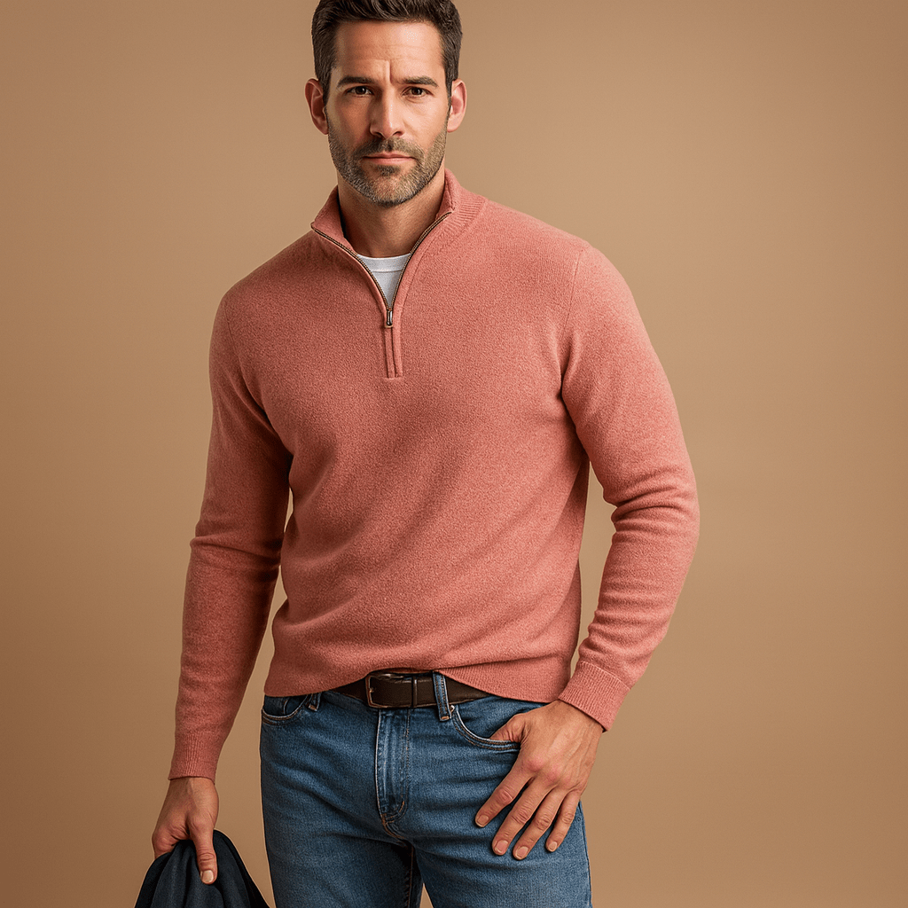 HALF ZIP KNIT SWEATER FOR MEN